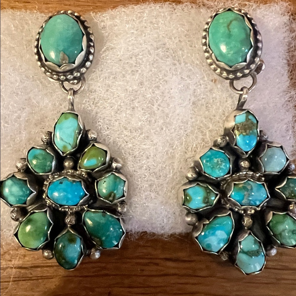 Turquoise Silver Earrings - Picture 2 of 5